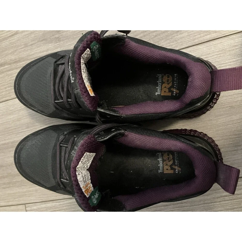 Timberland Pro 524 Aerocore Shoes Women 7 Purple Black Work Sneakers Safety Toe